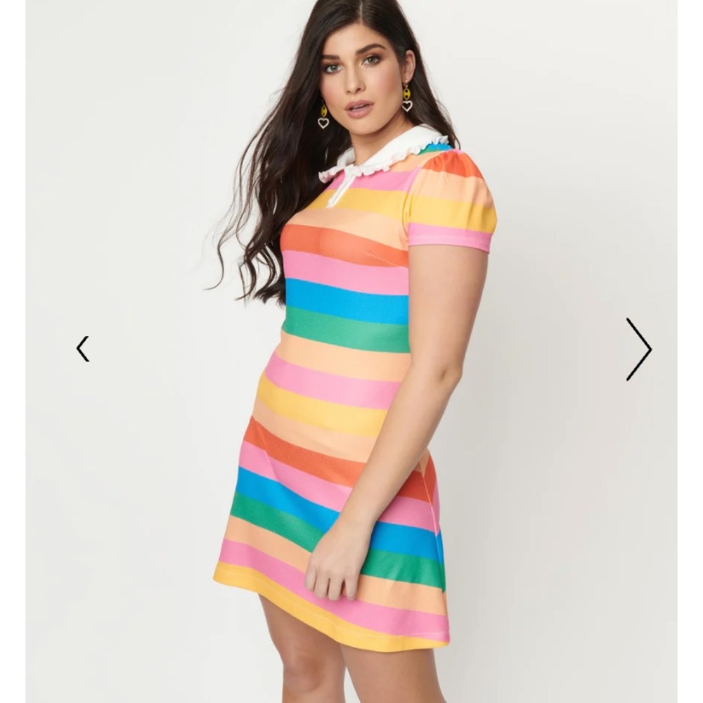 Unique Vintage NWT Rainbow Pride Stripes Mini Dress